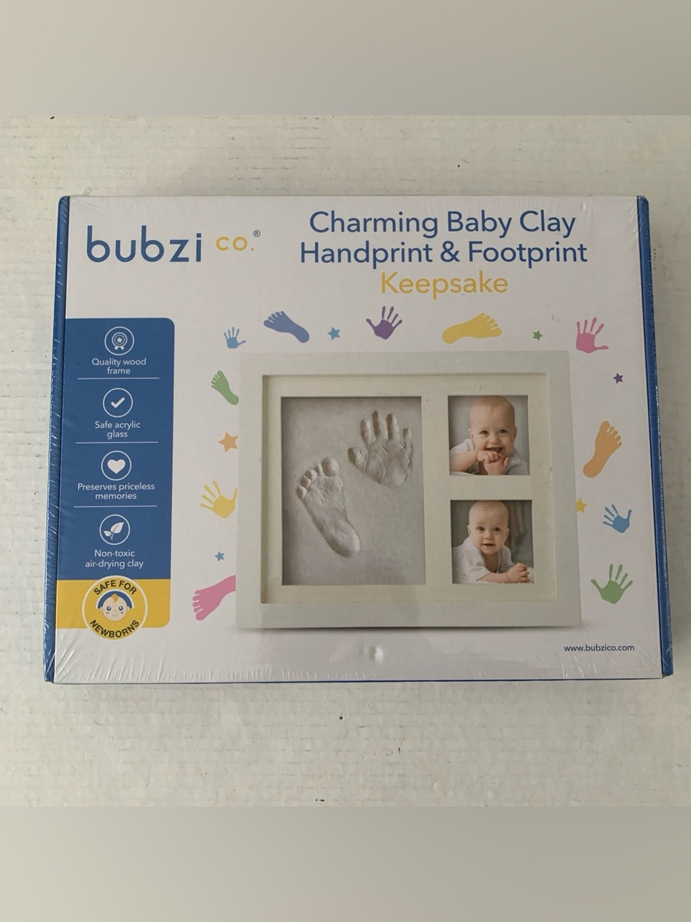 bubzi co. Charming Baby Clay Handprint & Footprint Keepsake - White